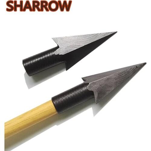 6/12pcs Archery Broadheads ID 8mm Arrow Head Black Retro Arrow Tips Points For Bow Traditional Outdoor Shooting Accessories