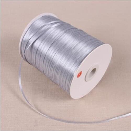 New 1/8" 3mm 880Yards/Lot Silver Satin Ribbon For Arts Crafts & Sewing Christmas Wedding Party Decoration Gift Wrap DIY Material