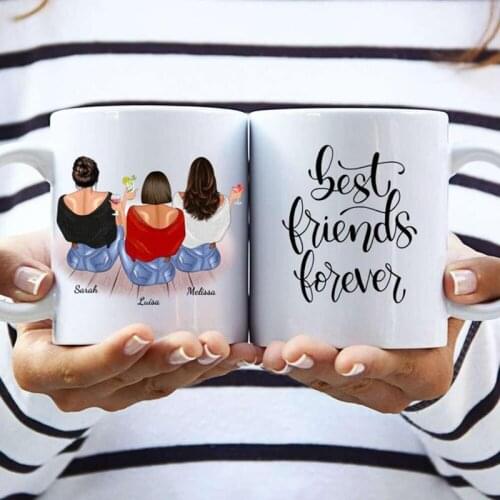 Personalized Mugs Best Friends 2/3 Girls Forever Ceramic Coffee Mug Cute Cups Gift Sit New Creative 11OZ / 15OZ RR2013