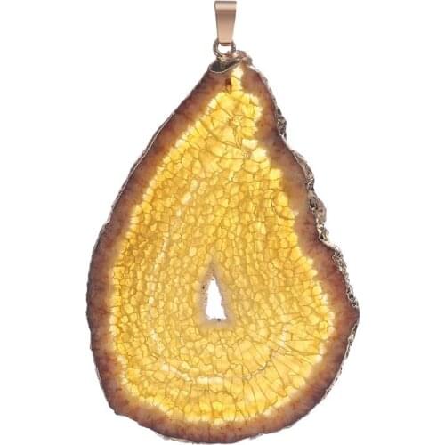 Natural Onyx Cracked Pendants Multi Colorful Slice Irregular Natural Agat Crystal Stone Quartz Pendant DIY Fit Necklaces