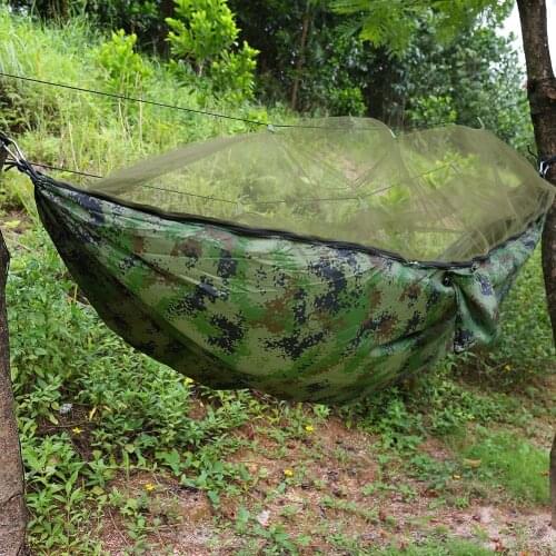 Portable Double Person Camping Hammock With Mosquito Net for Survival Garden Outdoor Jungle Sleeping Travel Double Hanging Bed