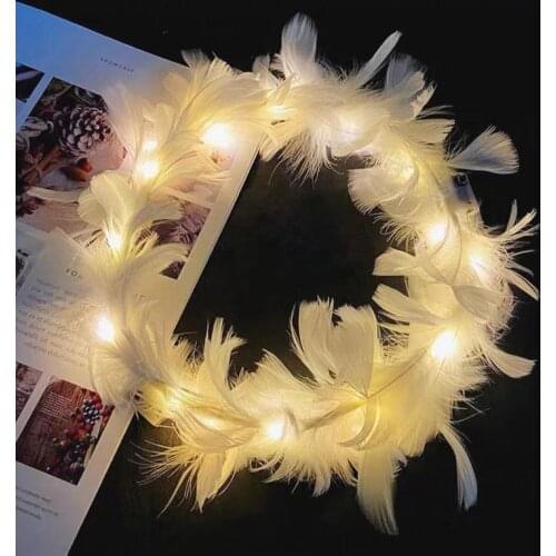 Night Lights Hair Band Well-matched Delicate Plush Fairy Feather Hair Piece Night Lamp