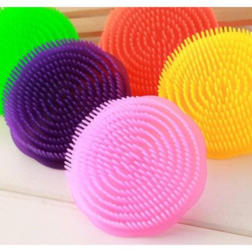 5 Colors Pink Yellow Green Silicone Shampoo Scalp Shower Washing Hair Brush Head Massage Comb Soft Bathing Tool 2019