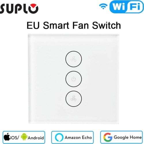 SUPLO EU WiFi Smart Ceiling Fan Switch APP Remote Timer and Speed Control Compatible with Alexa and Google Home No Hub Required