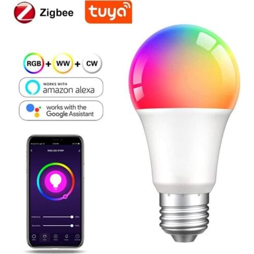 Tuya Zigbee 3.0 Smart E27 LED Light Bulb Lamp Smart Life APP Control RGBCW Dimmable Work With Alexa Google Home Automation