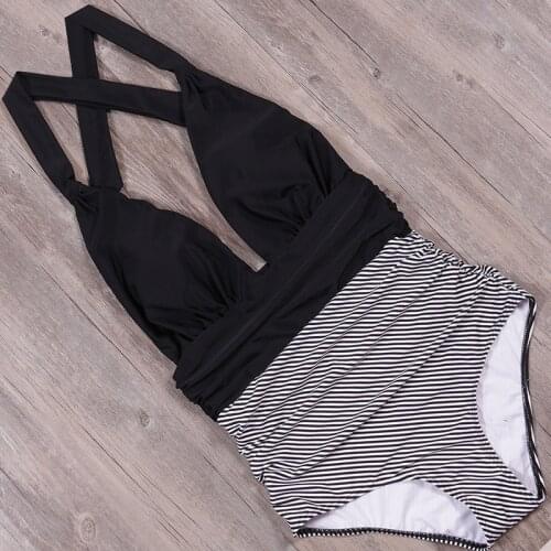 XPUHGM 2020 Sexy One Piece Swimsuit Plus Size Swimwear Women High Waisted Bathing Suits Patchwork Beachwear Backless Swim Wear