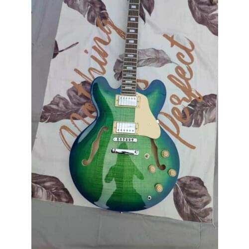 Green retro six string electric guitar, we can customize any style of electric guitar and electric bass