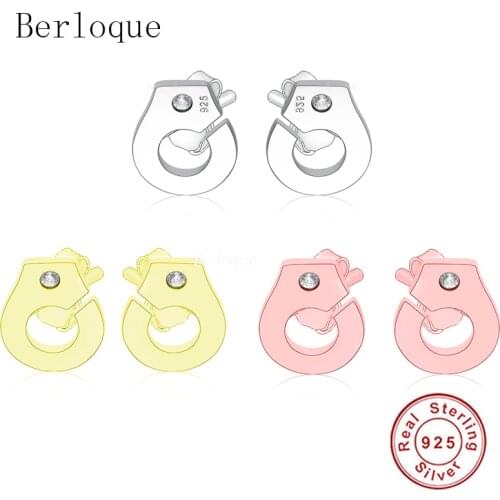 France Famous Women Popular Personality Jewelry Stud Earrings Authentic 925 Sterling Silver Handcuff Earrings for Mum Girlfriend