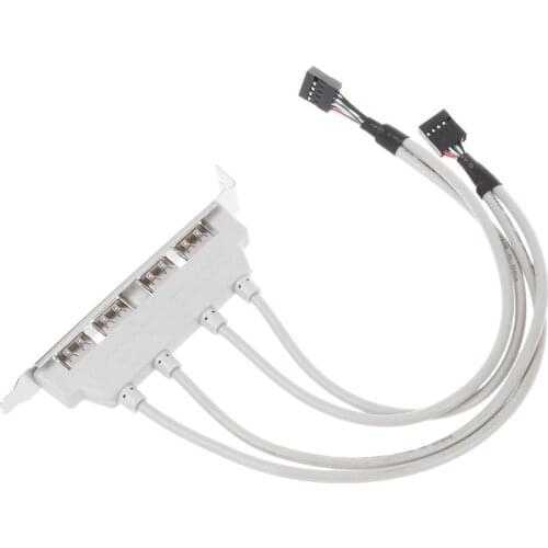 1pc USB 2.0 4 Port Rear Panel PCI Bracket To Dual 9-Pin Motherboard Header Cable For Computer Rear Panel Bracket