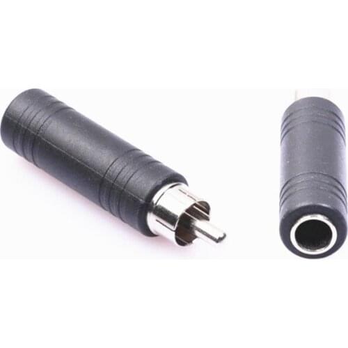 10pcs/lot RCA Plug to 2pin 6.35mm Female Audio Adapter Connector