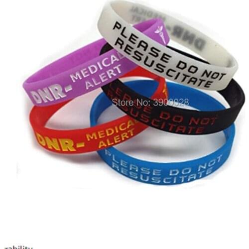 100pc DNR Please Do Not Resuscitate Medicated Wristband MEDICAL AWARENESS ALERT BRACELET