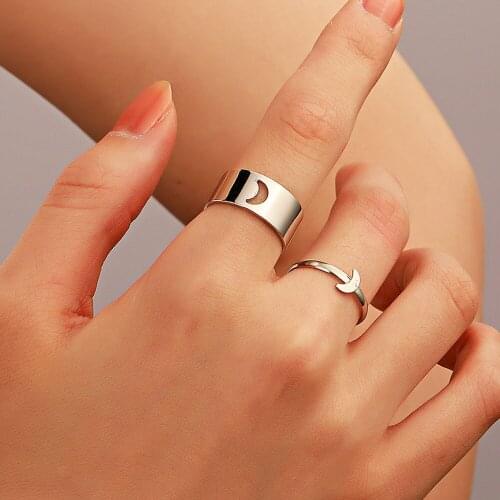 2021 Trendy Lovers Star Moon Aircraft Cherry Dinosaur Mushroom Rings For Women Men Couple Open Ring Set Jewelry