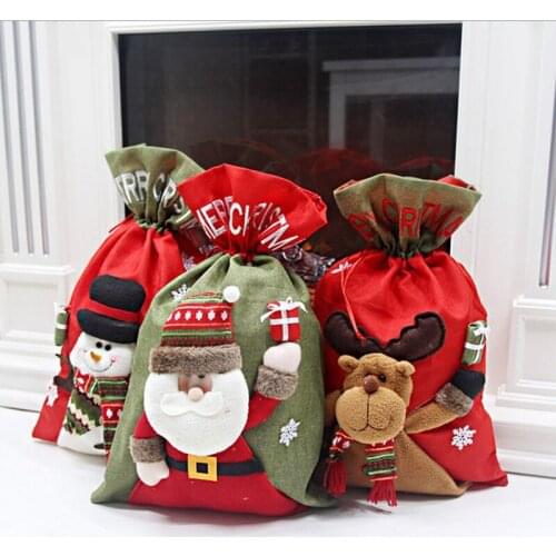 35*50cm Cartoon Santa Snowman Elk Merry Christmas Biscuit Candy Storage Bag Candy Gift Bundle Pocket Happy New Year Party Decor
