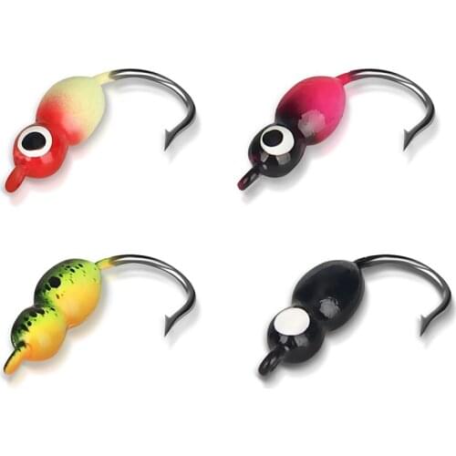 4PCS/Lot 25mm/2.5g Winter Ice Fishing Hook Lure Mini Metal Bait Fish Lead Head Hook Bait Jigging Fishing Tackle