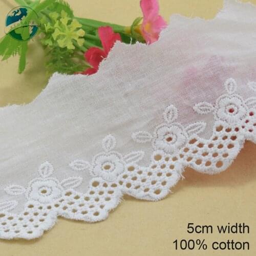 5cm width white 100% cotton embroidery lace french lace ribbon fabric guipure diy trims warp knitting sewing Accessories#3165