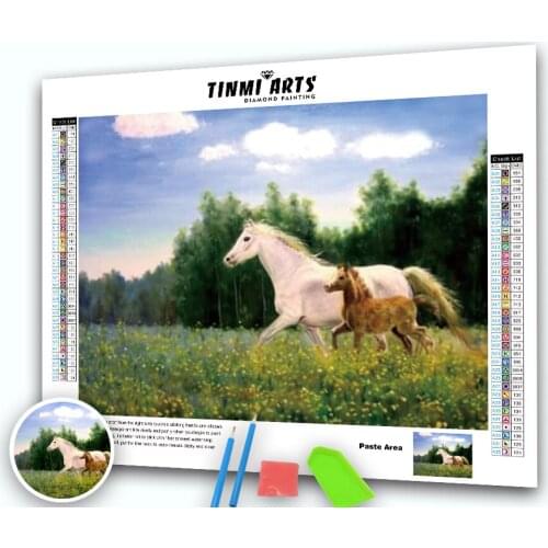 5D DIY Diamond Painting Horse Flower Cross Stitch Kit Mosaic Diamond Embroidery Full Round Drill Landscape Home Wall Decoration