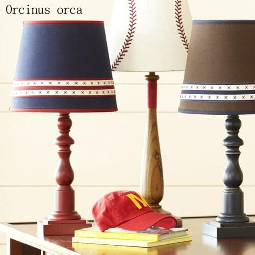 American retro solid wood table lamp children bedroom bedside lamp European style creative personality LED decorative desk lamp