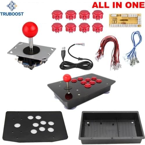 2Pin Cable PC Arcade Joystick Acrylic Panel Case USB Cable Encoder Board Push Buttons 6 Colors Unassembled