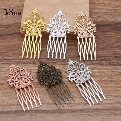 BoYuTe (10 Pieces/Lot) 5 Teeth 50*80MM Filigree Flower Hair Comb Women Hair Accessories Materials Diy