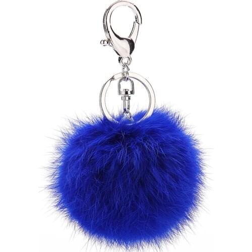 50pcs/lot Cute Fur PomPom KeyChain Bunny Toy Ear Rabbit Fur Bulb Bag Pom Pom Ball Key Chain Pendant Porte Clef Lovely Fluffy Toy