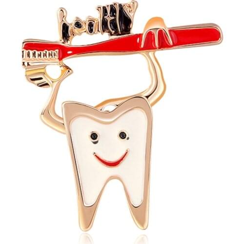 Cartoon Lapel Pins Child Protect Healthy Dentist Enamel Pin Brooches Creative Cute Tooth Toothbrush Brooch Jewelry Gifts