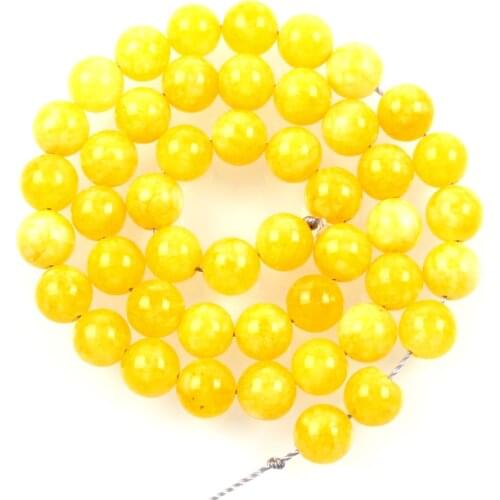 Natural Stone Beads Yellow Marble Loose Beads for Jewelry Making Needlework DIY Bracelet Strand 4-12 MM