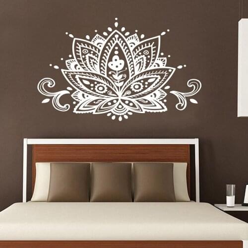 Lotus Flower Wall Decal Bohemian Mandala Moroccan Pattern Vinyl Wall Sticker for Yoga Studio Decor Home Bedroom Decoration Z815