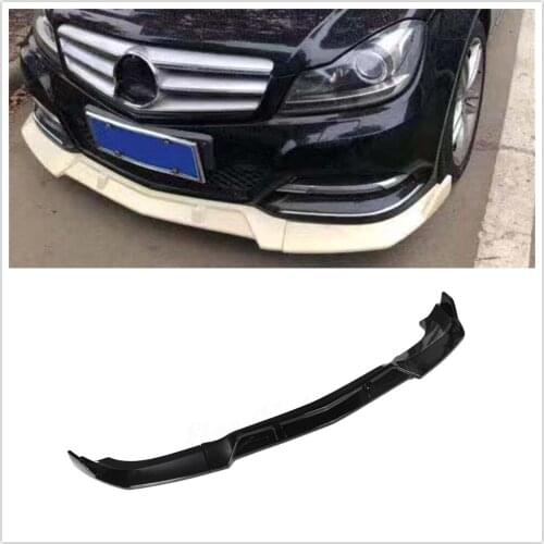 For Mercedes-Benz W204 C200 C250 C300 2008-2014 Glossy Black Car Lower Splitter Guard Plate Moulding Front Lip Bumper Spoiler