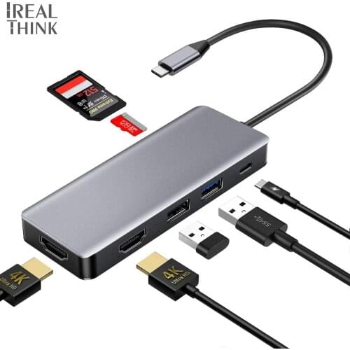 IREALTHINK Dock USB Hub 7 IN 1 Type C Adapter Pro-accessories Splitter usb c type c 3.1 Dual HDMI-compatible Adapter For Macbook