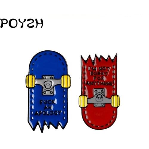 Lovers Apology Enamel Brooch Sorry for anything Red and blue Crack Skate Lapel Pin Jewelry for extreme sports enthusiasts badge