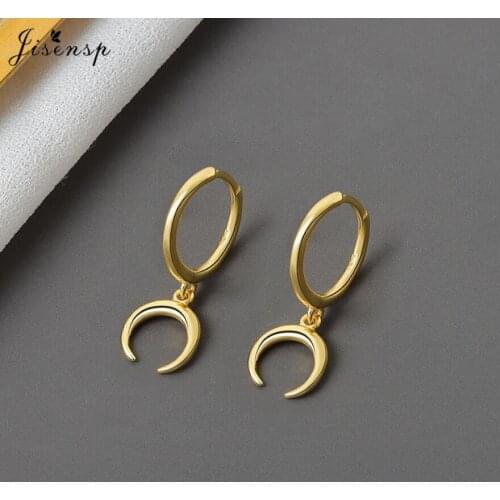 Jisensp 2021 New Fashion Delicate Moon Dangle Earrings Charms Hoop Earrings for Women Girls Korean Jewelry Christmas Gift Bijoux