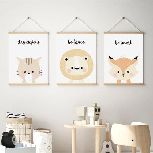 Sweet Wondland Animals Lion Fox Elephant Nursery Decor Canvas Printings Poster Prints Wall Art Pictures Kids Room Decorations