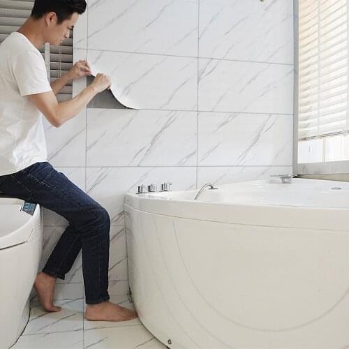 Marble Self Adhesive Bathroom Tile Stickers Waterproof Wallpaper Art Floor Sticker Kitchen Decorative Film Ground Contact Paper