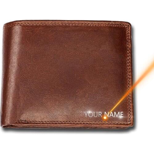 Men Name Engraving Women Short Wallets Fashion Hasp Unisex Card Top Quality Purse Coin ID Folding Classic Pocket Wallet For Men