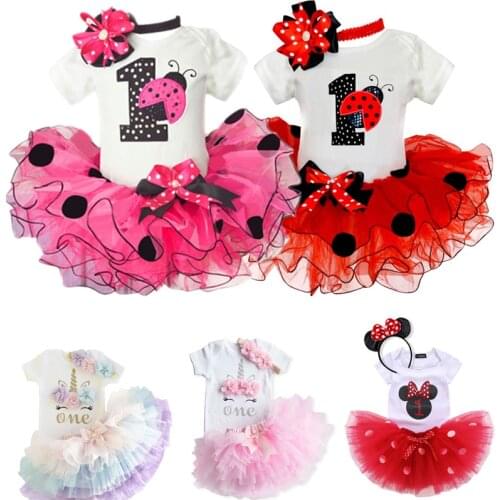 My Little Girl 1st Birthday Sets 1 Year Baby Clothes First Birthday Cake Smash Outfits Infant Christening Suits For 12 Months