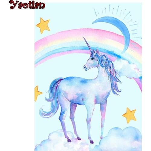 Full square round drill 5d diy diamond painting Cartoon unicorn rainbow embroidery Diamond Mosaic Pictures By Numbers new art