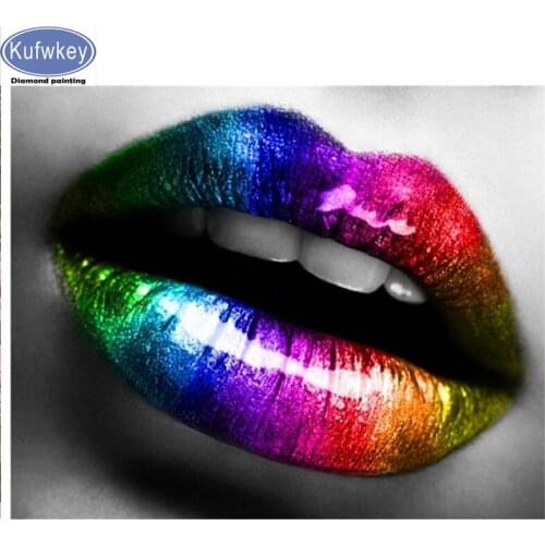 Sexy lips Diamond Painting woman DIY 5D Full Square Round Diamond Embroidery Rhinestones Mosaic Kits Home Decor Craft Gift