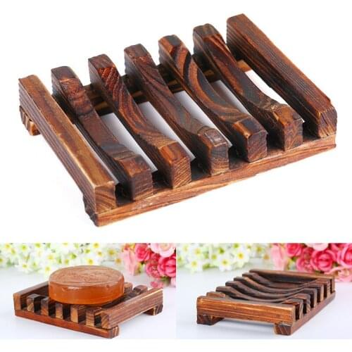 New Soap Dish Bar Holder Bath Shower Tray Drain Storage Plate Rack Wood Handmade Soap Box SCI88