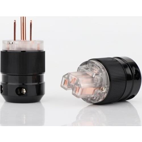 Pair hifi Audio US AC pure Copper Power Plug Male & IEC Female Connector hi-end US mains power adapter plug