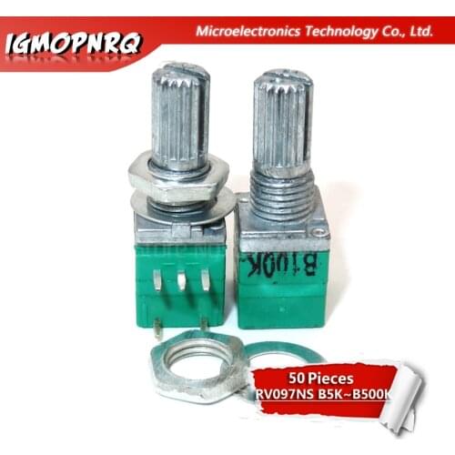 50pcs RV097NS B5K B10K B20K B50K B100K B500K 5PIN single linked potentiometer with a switch audio sealing potentiometer