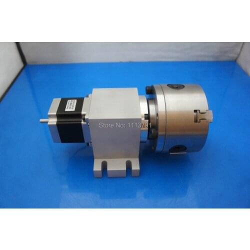 CNC Router Rotational Axis, the 4th Axis, A axis for the engraving machine,80 mm 3-jaw Scroll Chuck ( With harmonic gear box)