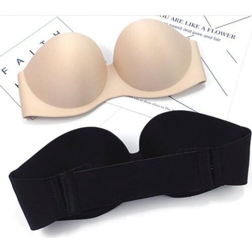 Women Push Up Strapless Bra Invisible Bras Sexy Gathering Bralette Underwear Wedding Brassiere Underwired Back Nude Bras