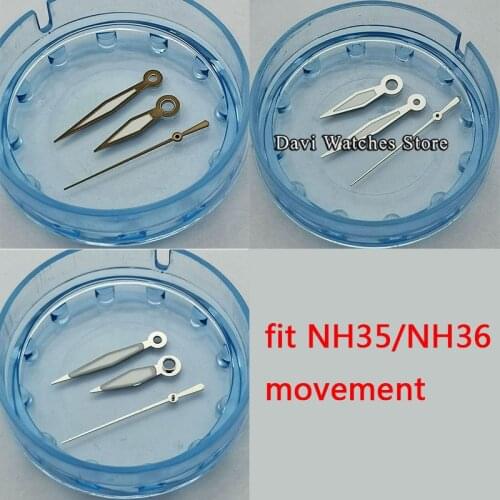 Silver/Brown Watch Hands Fit for NH35/NH36 Movement Watch Needles