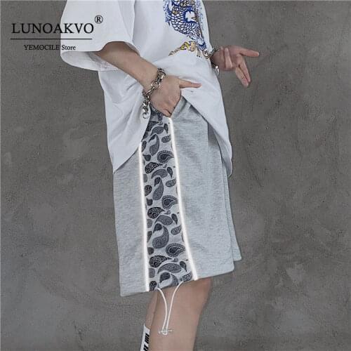 Reflective Shorts Female Harajuku Hip Hop Loose Printed High Waist Straight Short Fashion Summer Casual Women Sports Shorts 2021