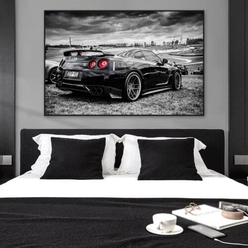 Racing Sports Car Canvas Poster Nissan GTR Supercar Wall Painting Modern Cars Art Pictures for Living Room Home Decor No Frame