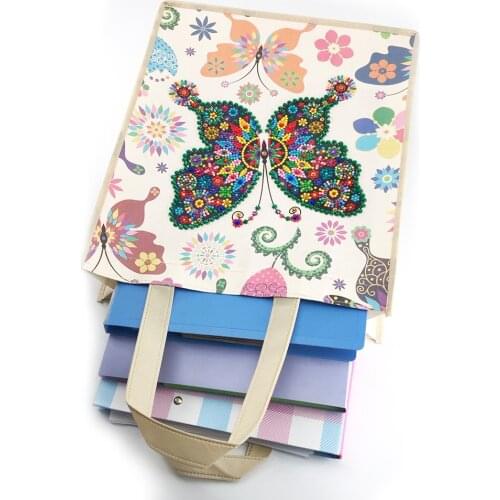 DIY Diamond Painting Handbag Butterfly Flower Bags DIY Diamond Embroidery Bag Wallet Pouch Eco-friendly Shopping Bags Totes