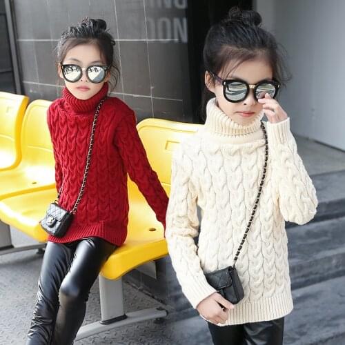 Kids High Neck Sweaters Winter Teen Girls Warm Pullovers Christmas Sweaters Childrens Turtleneck Clothes for Girls 10 12 Years