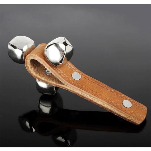 Three Bells Hand Bell Leather Rattles Musical Instruments Toys For Adults Children Brown Perfect Gift Quick Delivery