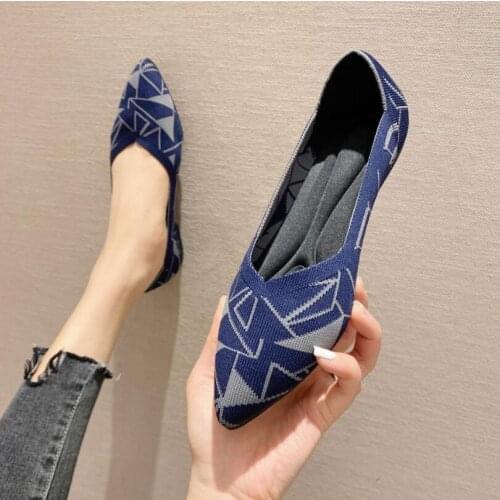 2021 NEW Princess Style Spring Autumn Women Slip on Flat Loafers Ballet Breathable Knit Shoes Maternity Shoes Mujer Loafers 02