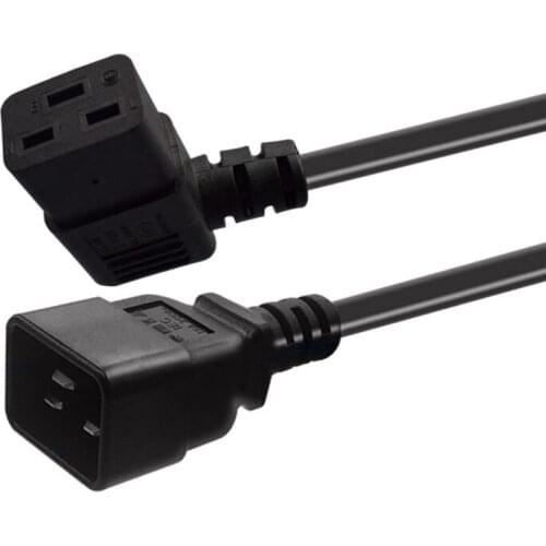 Power Extension Cord, C20 to C19 Product Word Three Horizontal Male to Female Side Elbow Power Cord